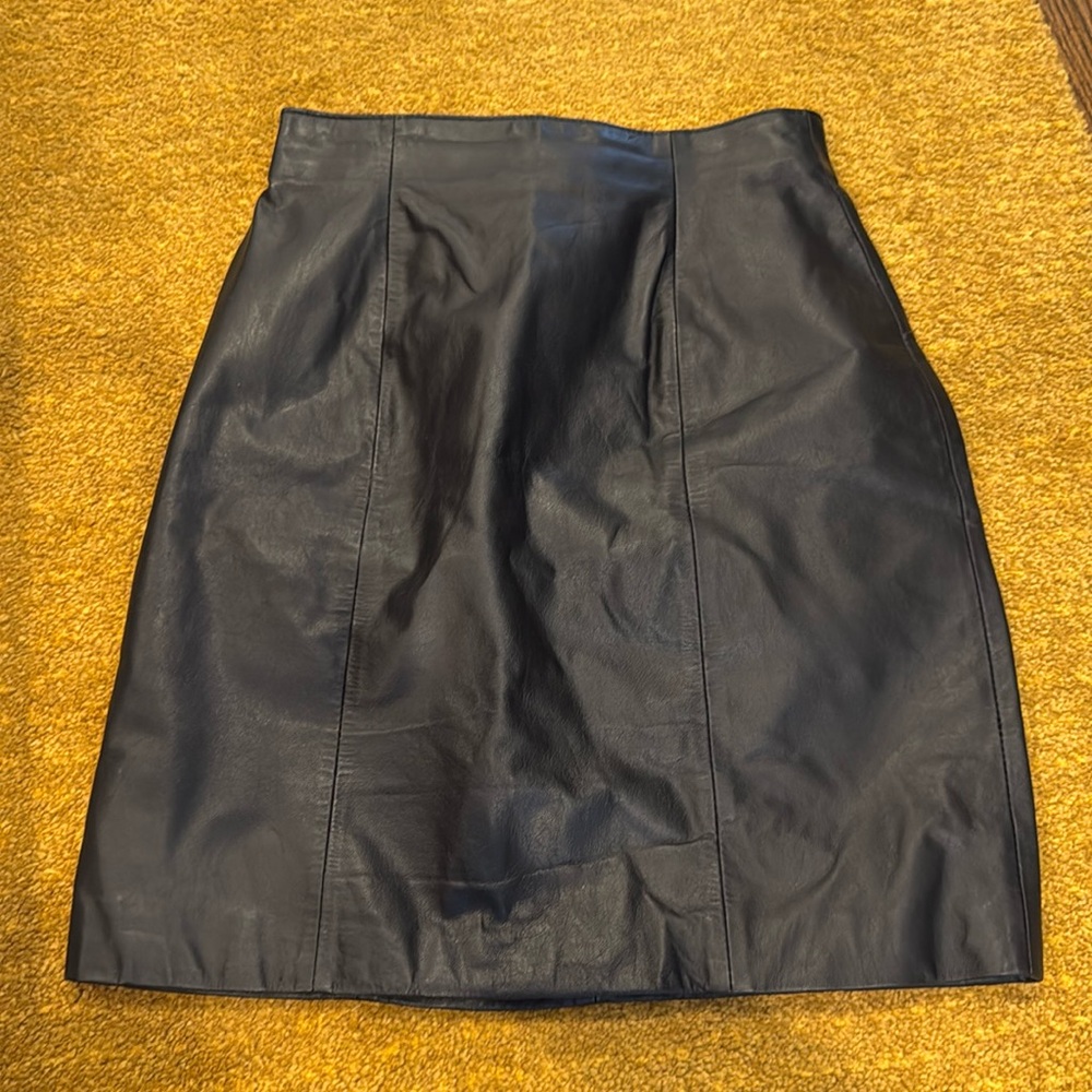 Black Leather Mini Skirt - Size 4